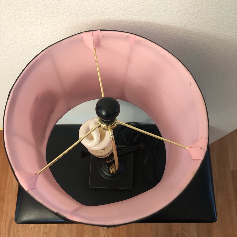 Table Lamp with Pink Lampshade and Decorative Fabric Flowers - Picture 6 of 13
